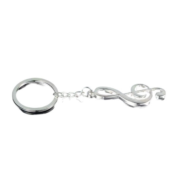 Silver Treble Clef Musical Symbol Keychain - Picture 4 of 5